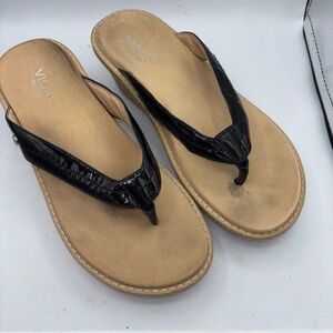 Vionic Grenada Wedge Flip Flop Leather Wedge Orthotic Support Sandals